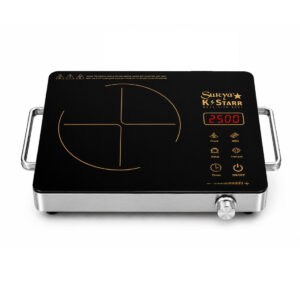 Sukya K Starr Premium Infrared Cooktop 2500W with Golden Design | Crystal Plate | Touch & Regulator Control | 4-Hour Timer | 4 Preset Functions | Overheat & Voltage Protection | All Utensils Compatible | Made in India